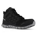 REEBOK Men's Sublite Cushion Alloy Toe Black Athletic Mid Cut Work Boots (RB4141) - Reebok