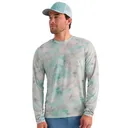 HUK Men's Watershed Printed Mineral Blue LS Crew Shirt (H1200733-393) - Huk