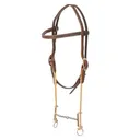 CLASSIC EQUINE Chocolate Roughout Loomis Browband Headstall and Draw Gag Bit with Twisted Wire (HBLGCR21) - Classic Equine