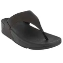 FITFLOP Women's Lulu Shimmer All Black Toe-Post Sandals (EU9-090) - Fitflop