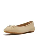 FITFLOP Women's Delicato Bow Suede Cappuccino Ballet Flats (A0H-923) - Fitflop