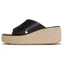 FITFLOP Women's Platfforms Espadrille Leather Wedge Cross Slides (A5K) - Fitflop