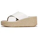FITFLOP Women's Platfforms Espadrille Leather Wedge Cross Slides (A5K) - FitFlop