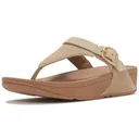 FITFLOP Lulu Buckle Suede Toe-Post Cappuccino Sandals (A4J-923) - Fitflop