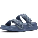 FITFLOP Women's F-Mode Go Adjustable Checkerboard-Denim Two-Bar Slides (A1I) - Fitflop