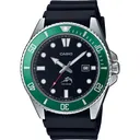 CASIO Men's Stainless Steel Black/Green Quartz Sport Watch w/ Resin Strap (MDV106B-1A3V) - Casio