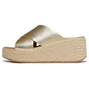 FITFLOP Women's Platfforms Espadrille Leather Wedge Cross Slides (A5K) - FitFlop