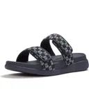 FITFLOP Women's F-Mode Go Adjustable Checkerboard-Denim Two-Bar Slides (A1I) - Fitflop