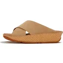 FITFLOP Lulu Lux Graphic-Weave Suede Cross Cappuccino Slides (A4R-923) - Fitflop