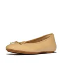 FITFLOP Women's Delicato Bow Textured Patent-Leather Ballet Flats (A0K) - Fitflop