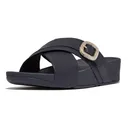 FITFLOP Women's Lulu Crystal-Buckle Leather Cross Slides (HO1) - Fitflop
