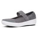 FITFLOP Women's Uberknit Mary Janes Metallic Weave Charcoal/Metallic Pewter Ballet Flats (L28-551) - Fitflop