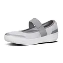 FITFLOP Women's Uberknit Mary Janes Metallic Weave Charcoal/Metallic Pewter Ballet Flats (L28-551) - Fitflop