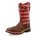 TWISTED X Men's 12in Western Distressed Saddle and Ruby Work Boot (MXBNW01) - Twisted X