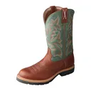 TWISTED X Mens Cowboy Cognac Glazed Pebble/Dark Green Workboot (MSC0005) - Twisted X