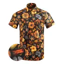 RETRO RIFLE Men's Tropical Fields Gray/Orange Button Down Shirt (85153101) - Retro Rifle
