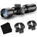 HAWKE XB30 Compact 1.5-6x36 IR WA SR 450fps Riflescope with Match Weaver 30mm Low 2pc Black Riflescope Ring Mounts and GRITR Microfibre (12226+22115+GRIT-MF) - Hawke