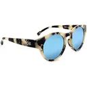 OPTIC NERVE Rizzo Matte Beige Marble with Smoke Lens Ice Blue Mirror Sunglasses (18035) - Optic Nerve