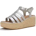 FITFLOP Women's Platfform Metallic Espadrille Fisherman Silver Sandals (A9R-011) - Fitflop