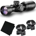 HAWKE XB1 1.5-5x32 IR Crossbow Scope w/ Illuminated XB1 SR Reticle and Match Mount 1in Medium Weaver Scope Rings and GRITR Microfibre (12221+22113+GRIT-MF) - Hawke