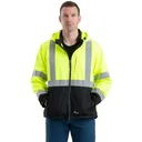 BERNE Men's Hi Vis Class 3 Yellow Hooded Softshell Jacket (HVJS206YW) - Berne