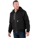BERNE Men's Highland Duck Black Hooded Active Work Jacket (HJ61BK) - Berne