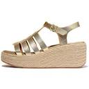 FITFLOP Women's Platfforms Espadrille Leather Fisherman Wedge Burnt Sandals (JF5) - Fitflop