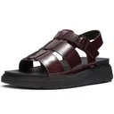 FITFLOP Women's Gen-FF Dark Merlot Brushed Leather Fisherman Sandals (ADH-E19) - Fitflop
