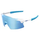 100% Aerocraft Matte White/HiPER Blue Mirror Lens Sunglasses (60032-00011) - 100%