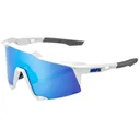 100% Speedcraft Matte White/HiPER Blue Mirror Lens Sunglasses (60007-00012) - 100%