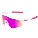 100% Speedcraft XS Matte White/Pink/HiPER Vital Pink Mirror Lens Sunglasses (60009-00019) - 100%