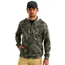 HUK Men's Coldfront+ KC Printed Black Tideloom Camo 1/2 Zip Fleece Hoodie (H1300176-001) - Huk