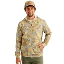 HUK Men's Coldfront+ KC Printed Black Tideloom Camo 1/2 Zip Fleece Hoodie (H1300176-001) - Huk