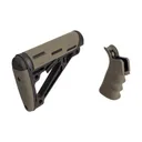 Hogue AR15 Kit Finger Groove Beavertail Grip & OverMolded Collapsible Buttstock Fits Military Buffer Tube in OD Green - Hogue