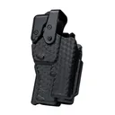 Rapid Force By Alien Gear Level 3 Duty Holster - Mid Ride Belt Slide - Glock 19/19X/19 MOS/23 (Gen 1-4)/44/45/45 MOS, Glock 17/17 MOS/22 (Gen 1-4)/47/47 MOS - Basket Weave Black - Left Hand - Compact Light - No Axon - Rapid Force By Alien Gear