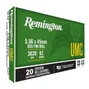 Remington UMC 5.56x45mm NATO 62gr M855 FMJ Ammo - Box of 20 - Remington