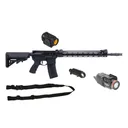 Troy Industries TLR12 5.56 Rifle - SOCC 15" HP Rail with Offset Sights - 18" and Primary Arms SLx Advanced Push Button Micro Red Dot Sight - Gen II, Magpul MS1 Sling - Black, and Streamlight TLR RM 1 Compact Rail Mount Light - 500 Lumen - Black - TROY Industries