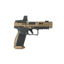 Canik TP9 TTI Combat Optic Ready 9mm Pistol with MO1 Red Dot - 4.6" - Brown - 1x 18rd, 1x 21rd Mags - Canik