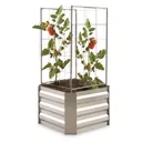 CASTLECREEK Small Square Raised Galvanized Steel Planter Box with Trellis - Castlecreek