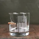 BenShot 11-oz. USA Flag Rocks Glass with .308 Bullet - Benshot