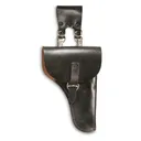Italian Military Surplus Large Frame Leather Holster with Belt Clip New - Surplus