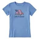 Life is Good Women's Tie Dye Americana Beach Chairs Crusher Short Sleeve - Life Is Good