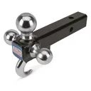 TowSmart Class IV Chrome Tri-Ball Trailer Hitch Ball Mount with Hook - Towsmart