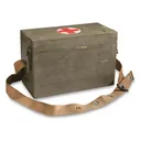 Czech Military Surplus Wood First Aid Case with Shoulder Strap Used - 