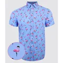RETRO RIFLE Tactimingo Flamingo Button Down Shirt - Blue / Pink - Retro Rifle