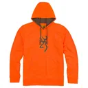 BROWNING Tech Hooded Sweatshirt w/ Buckmark Logo - Blaze Orange Polyester Fleece - Browning