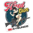KYGUNCO Hired Gun Pin Up Girl w/ AR15 Sticker - Kygunco