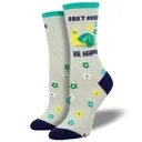 SOCKSMITH "Don't Hurry Be Happy" Snail / Daisy Crew Sock - Grey / Black - Socksmith