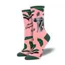 SOCKSMITH Asian Elephant Crew Sock - Pink / Green - Socksmith