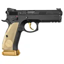 CZ-USA SP-01 Shadow 85TH Anniversary 9mm 4.7" 19rd Pistol w/ Fiber Optic Sights - Black / Gold - CZ USA